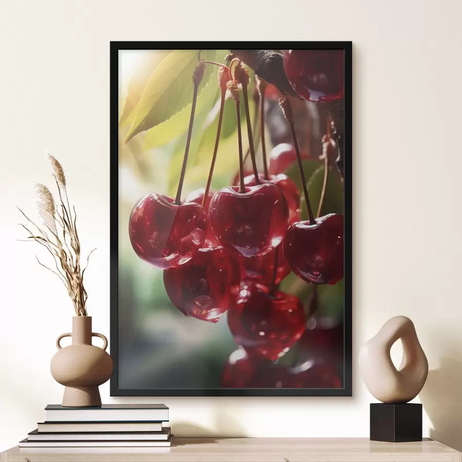 Fototapet Zářivě červené třešně na slunci f45498