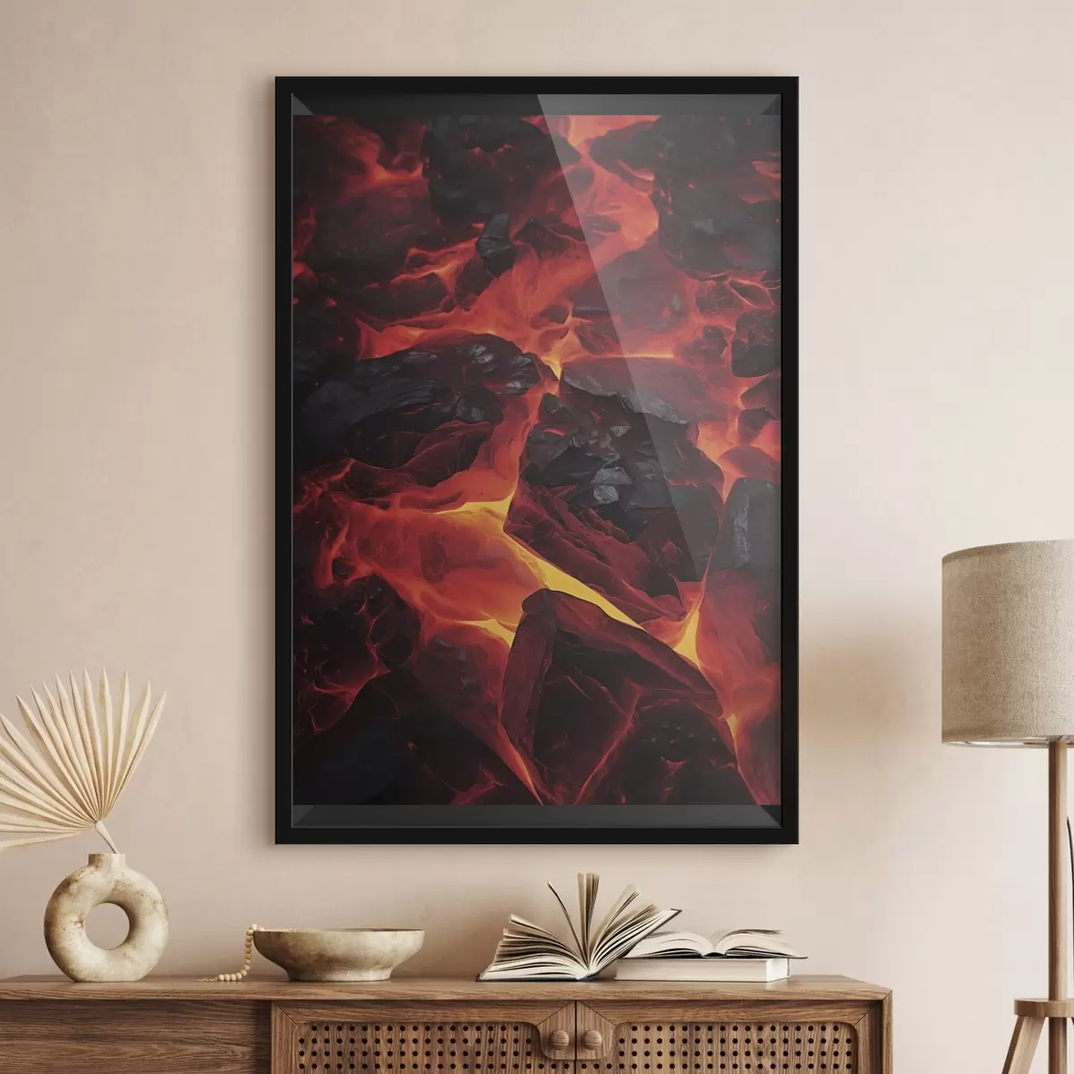 Poster Červené žhavé kameny s lávovými proudy f45515