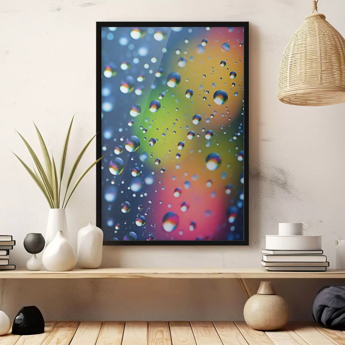 Poster Barevné odrazy v kapkách vody f45522