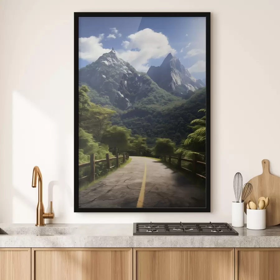 Fototapet Horská cesta mezi zelenými stromy f45525