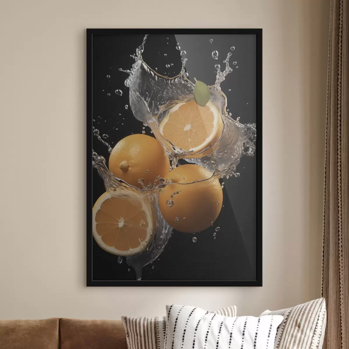 Poster Šťavnaté pomeranče ve vodní tříšti f45526