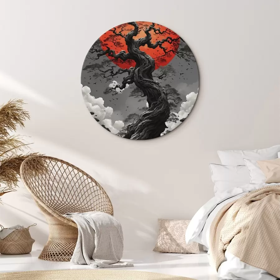 Obraz Strom a červené slunce Č. r45485