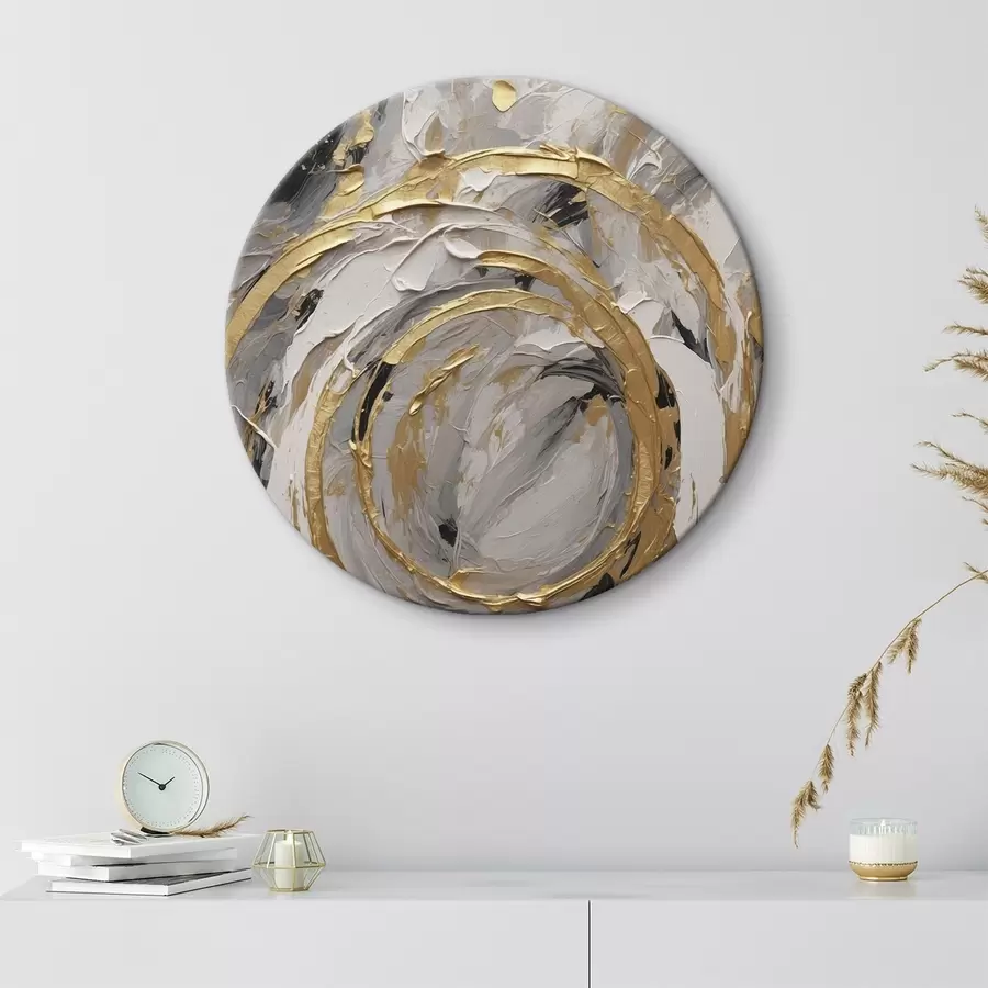 Obraz Abstraktní soustředné kruhy v odstínech šedé a bílé barvy Č. r45487