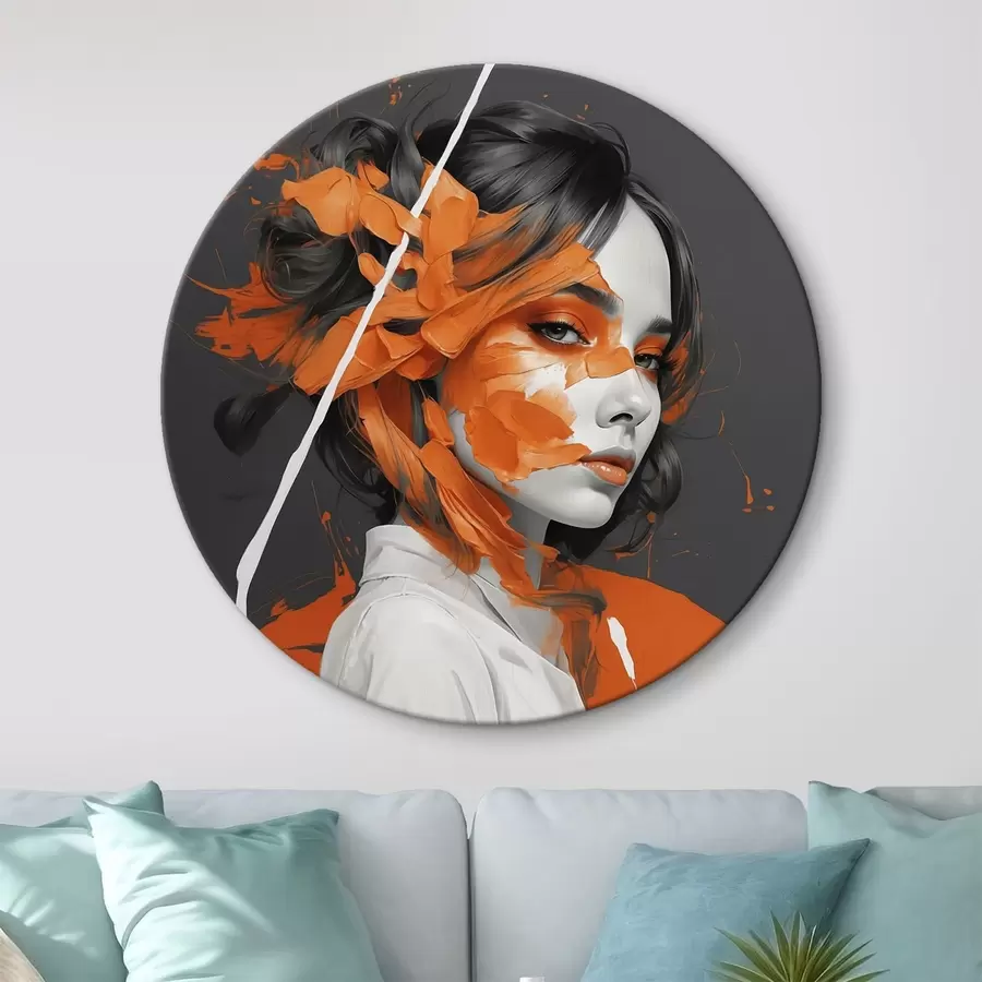 Obraz Portrét ženy s oranžovými tahy štětcem Č. r45489