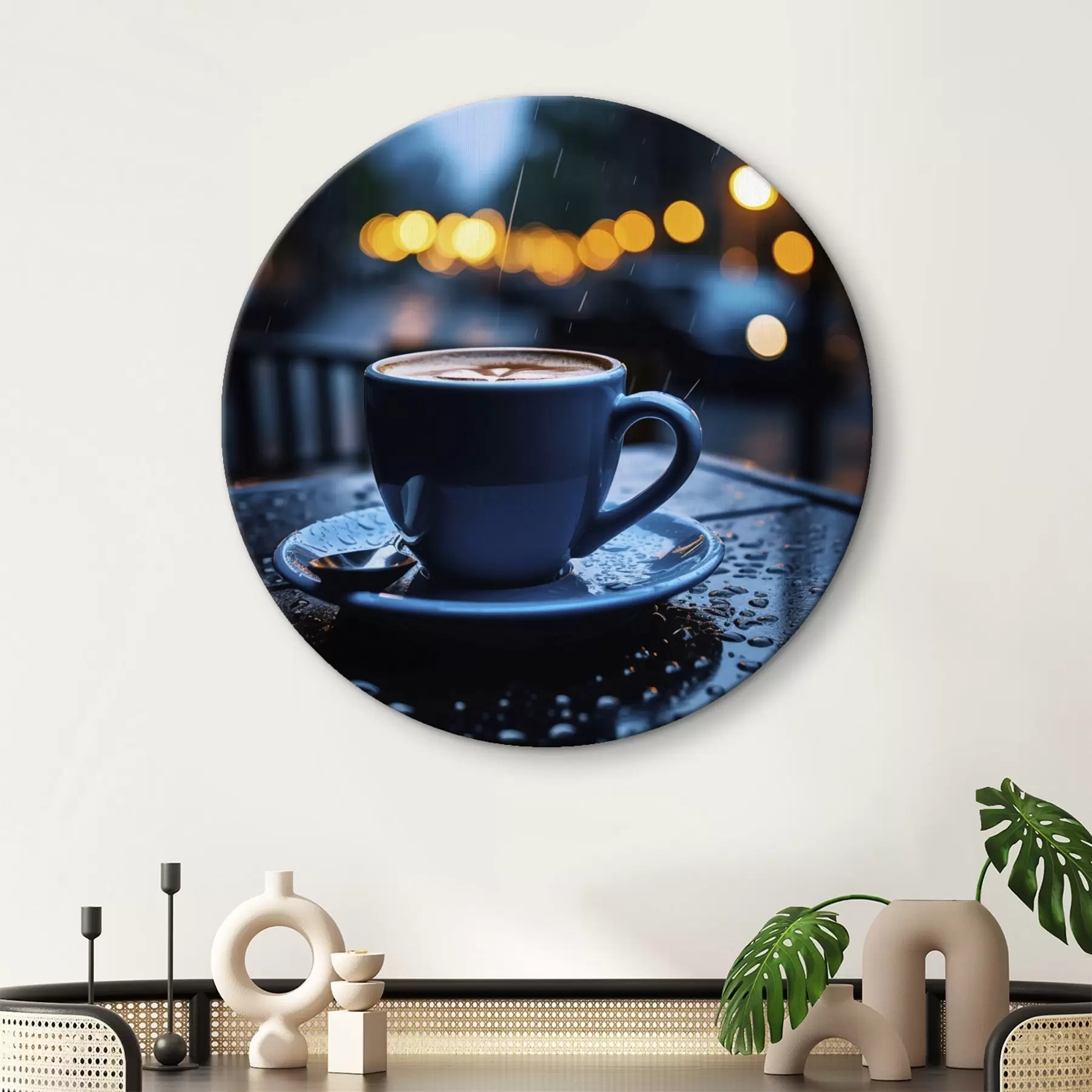 Obraz Šálek kávy na stole v dešti Č. r45497