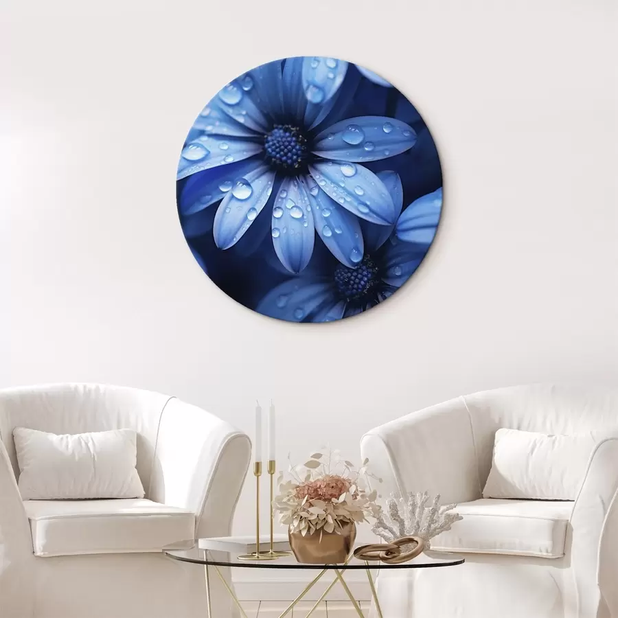 Obraz Modrý květ s kapkami vody na okvětních lístcích Č. r45499