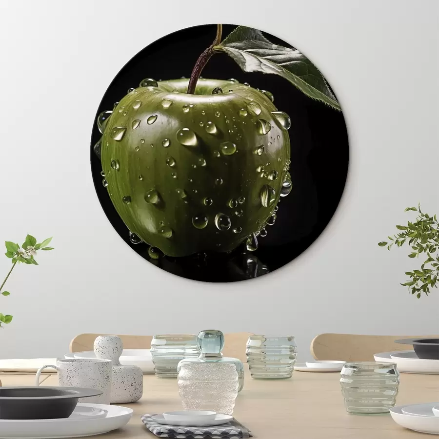 Obraz Zelené jablko s kapkami vody Č. r45506