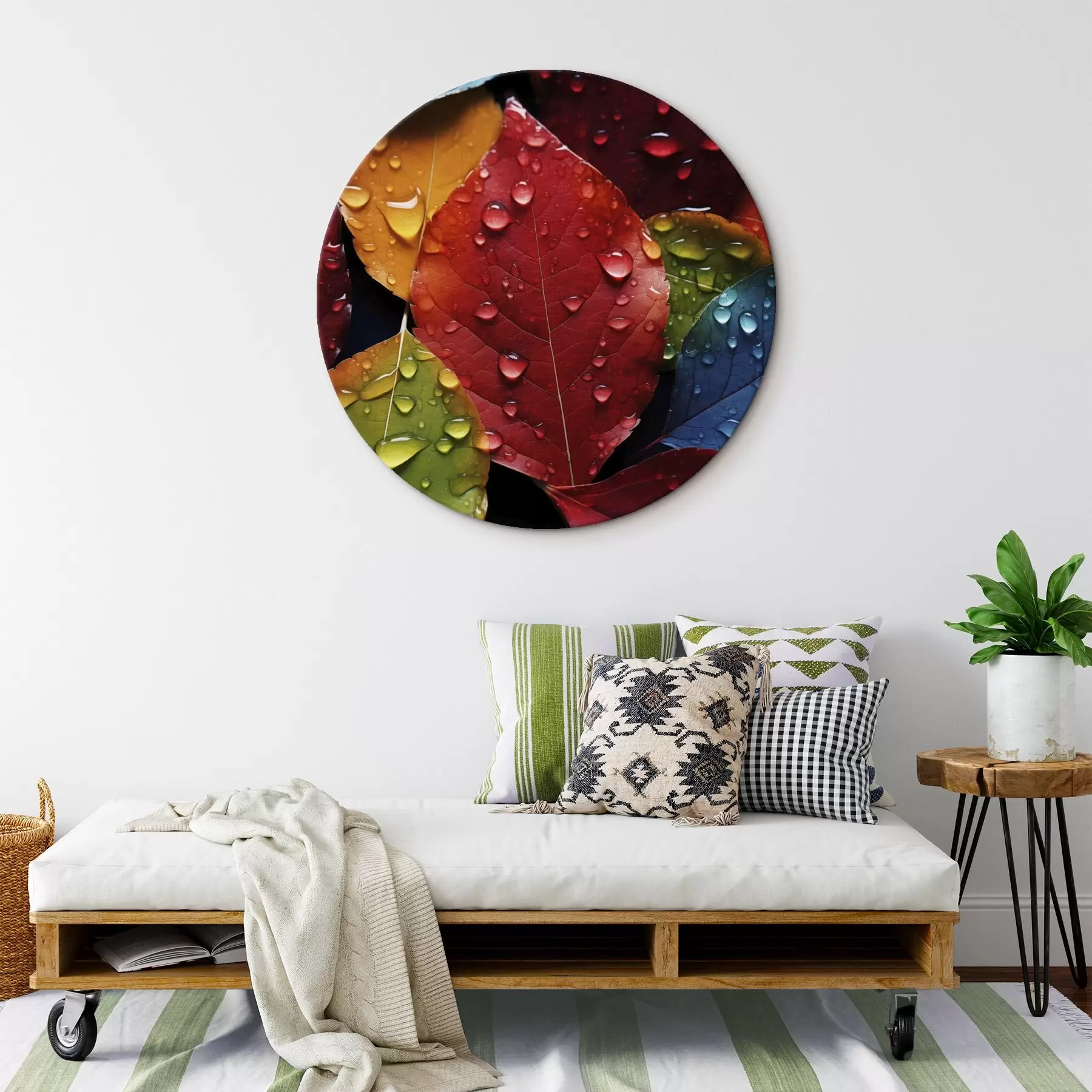 Obraz Barevné listy s kapkami vody Č. r45516