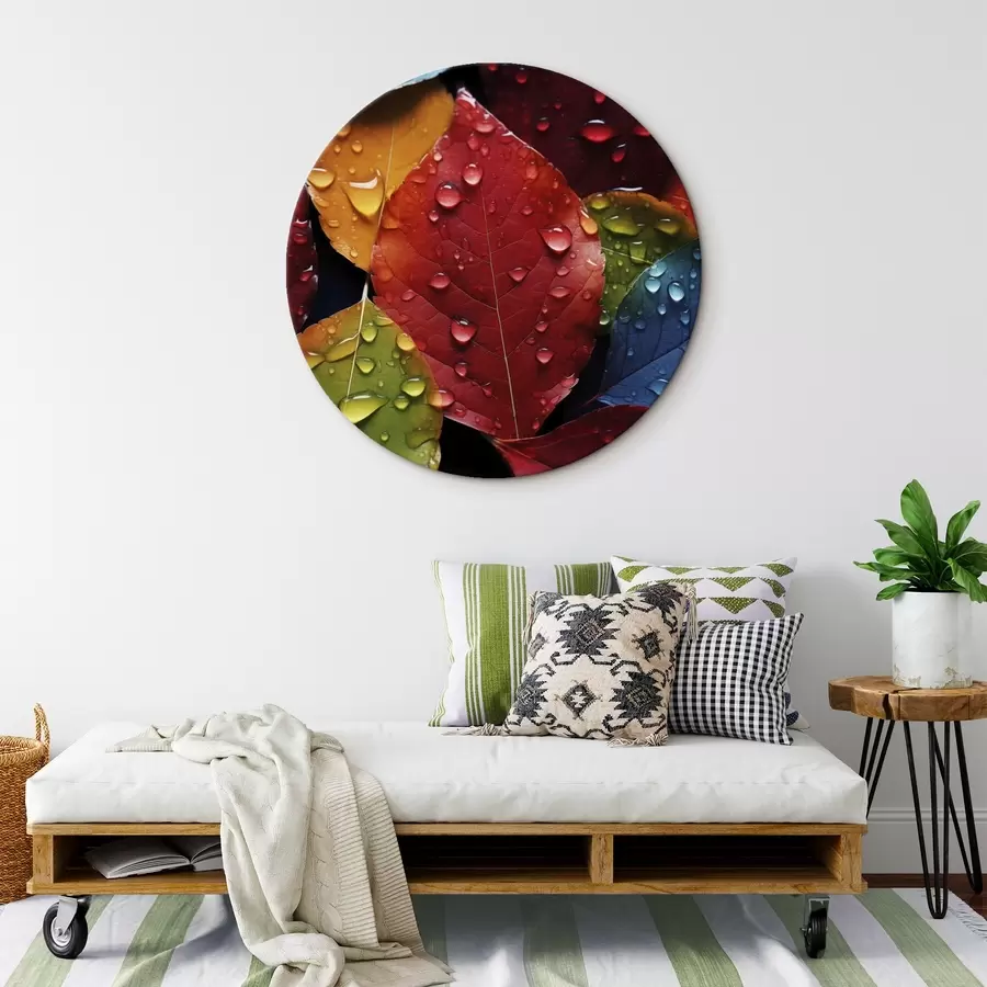 Obraz Barevné listy s kapkami vody Č. r45516