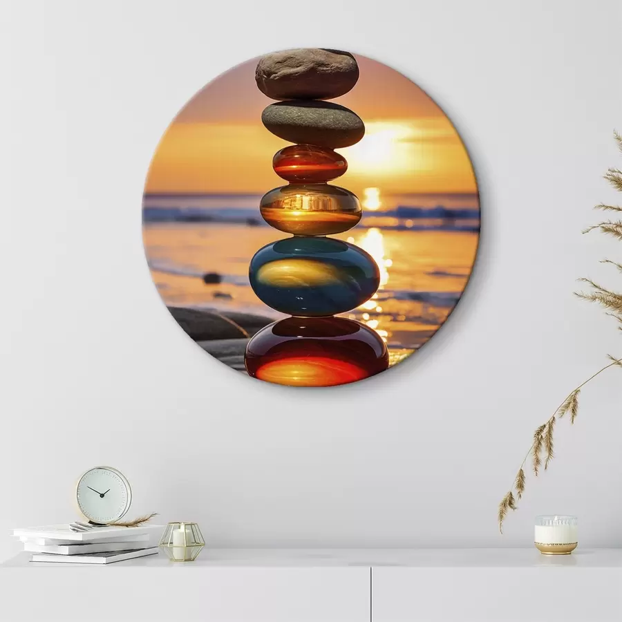 Obraz Naskládané kameny na pozadí západu slunce Č. r45520