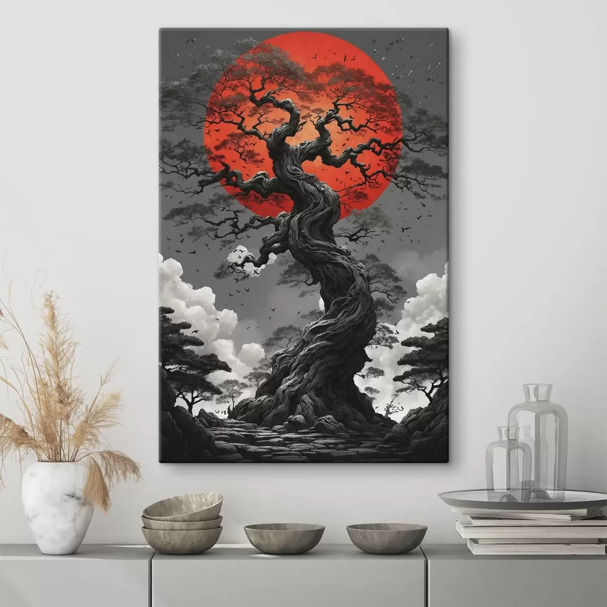 Obraz Strom a červené slunce Č. s45485