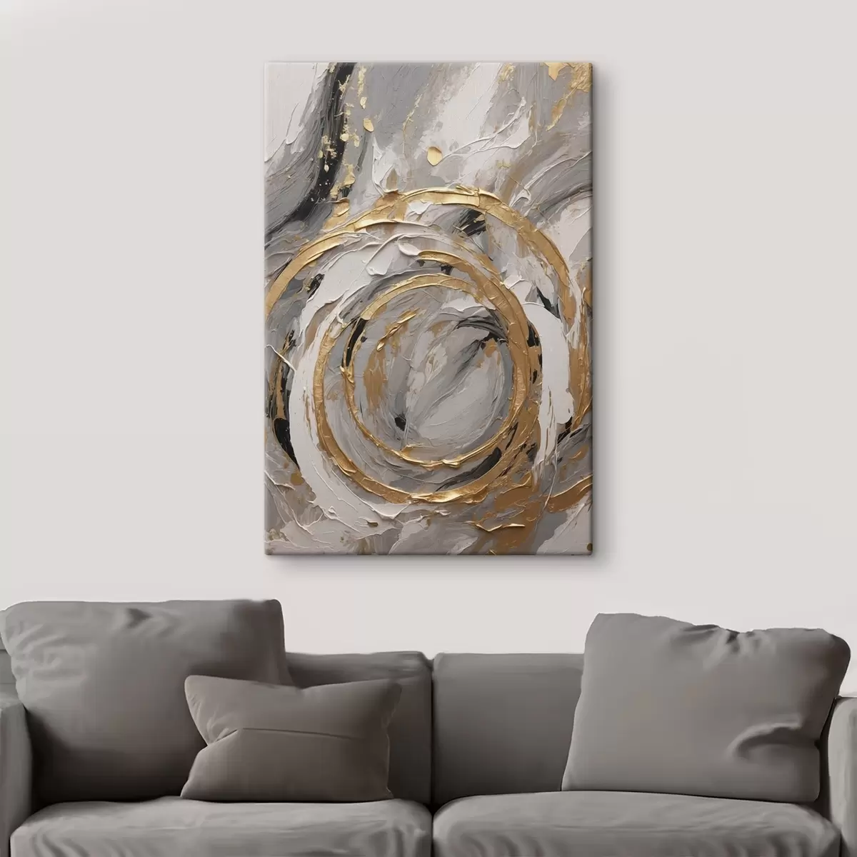 Obraz Abstraktní soustředné kruhy v odstínech šedé a bílé barvy Č. s45487