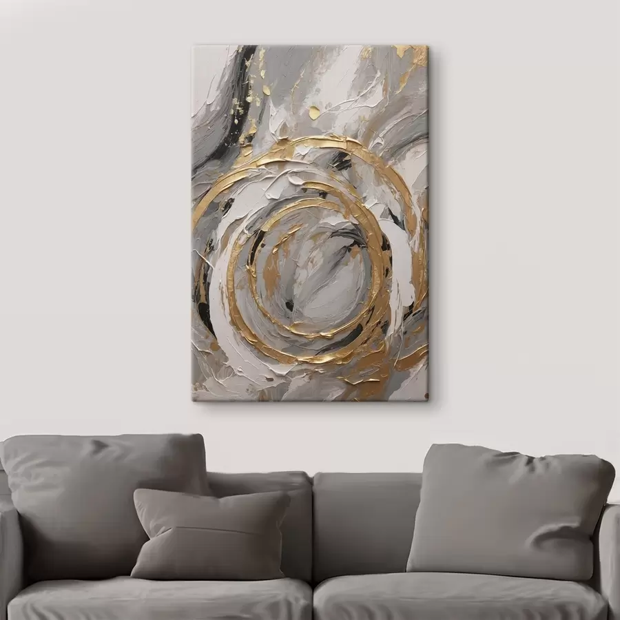 Obraz Abstraktní soustředné kruhy v odstínech šedé a bílé barvy Č. s45487