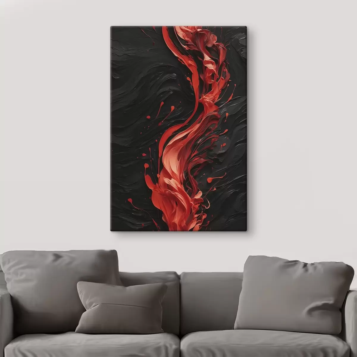 Obraz Abstraktní s červenými tahy štětcem na černém pozadí Č. s45490