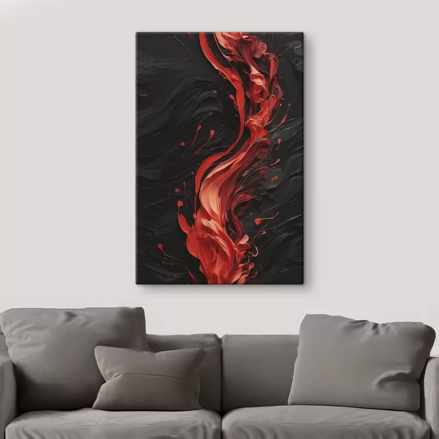 Obraz Abstraktní s červenými tahy štětcem na černém pozadí Č. s45490