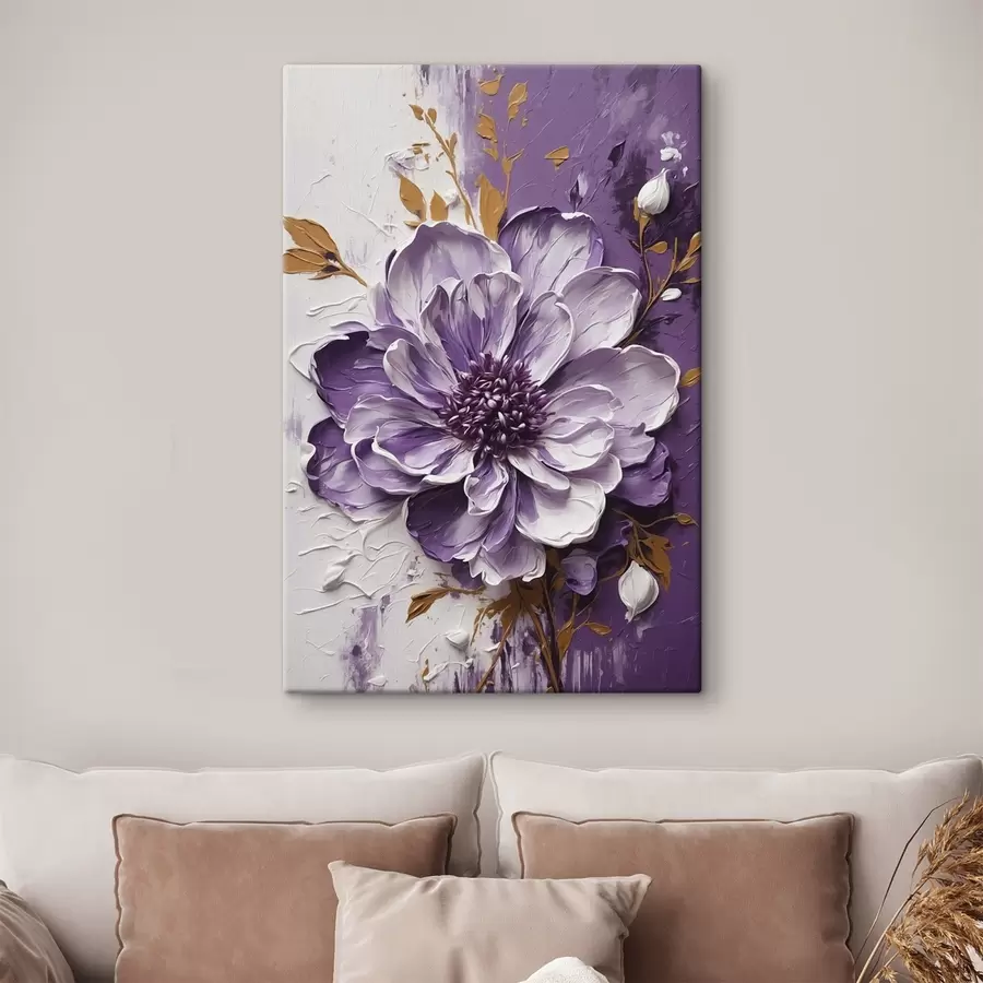 Obraz Fialová květina ve stylu volumetrické malby Č. s45492