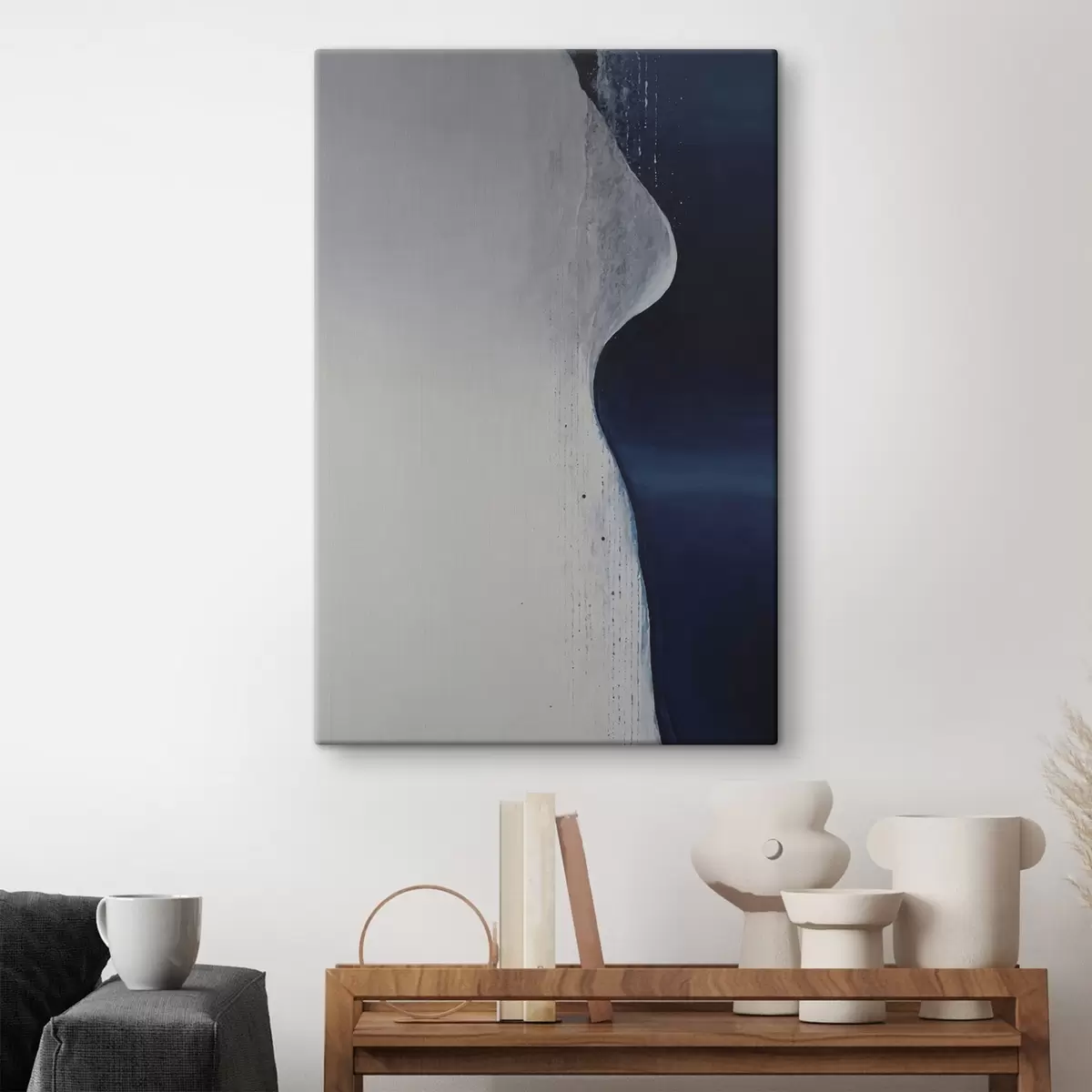 Obraz Abstraktní malba v odstínech bílé, modré a tmavě modré barvy Č. s45493