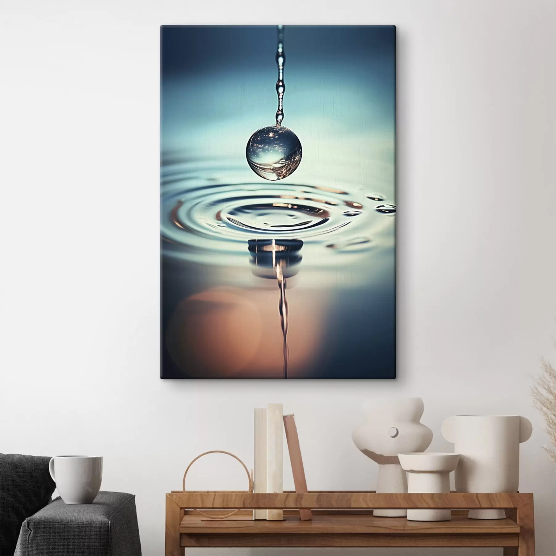 Obraz Kapka vody padající se záblesky světla Č. s45501