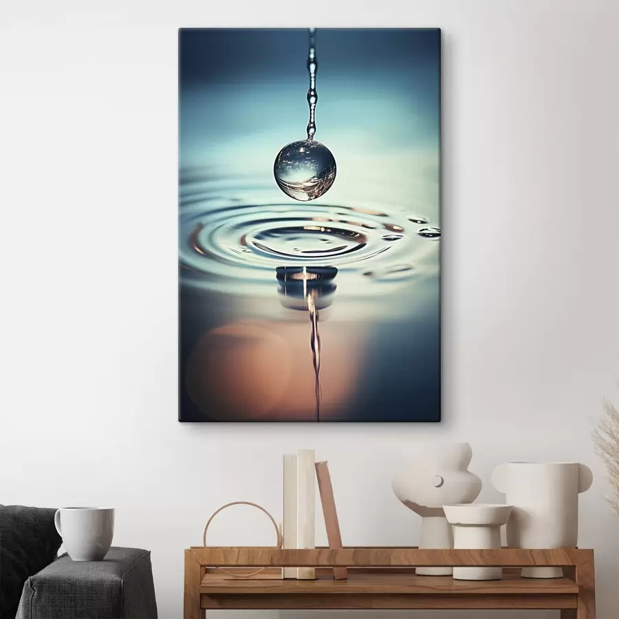 Obraz Kapka vody padající se záblesky světla Č. s45501