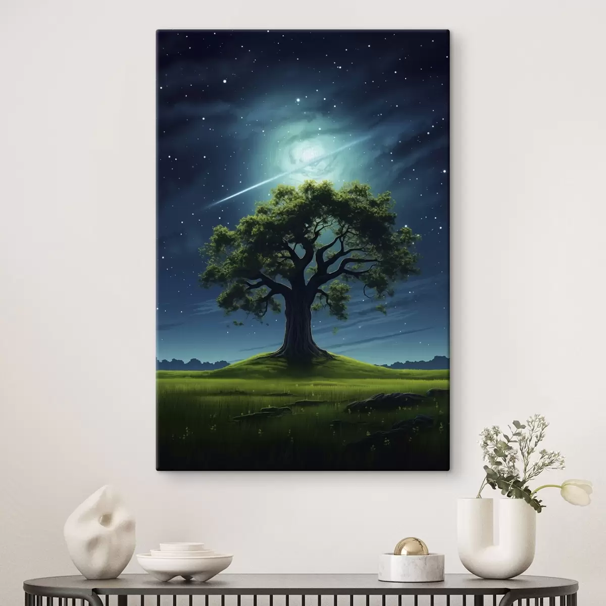 Obraz Zelený strom v noci Č. s45503