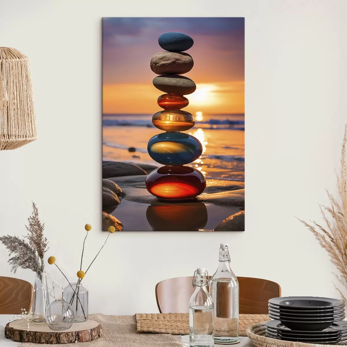 Obraz Naskládané kameny na pozadí západu slunce Č. s45520