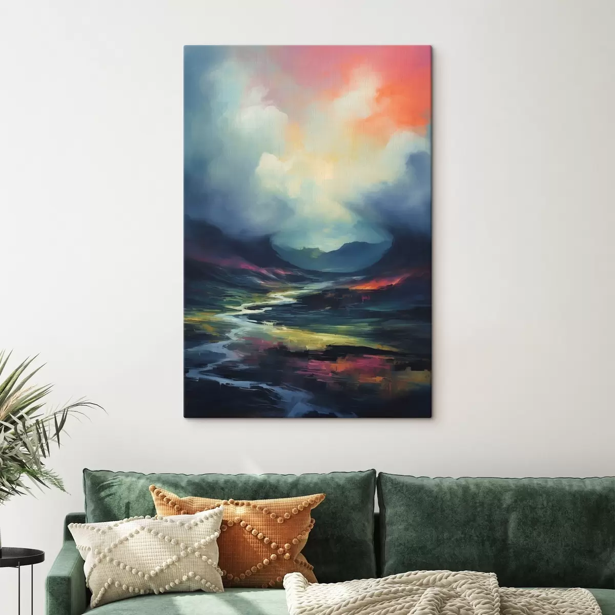 Obraz Abstraktní krajina s řekou a horami Č. s45627