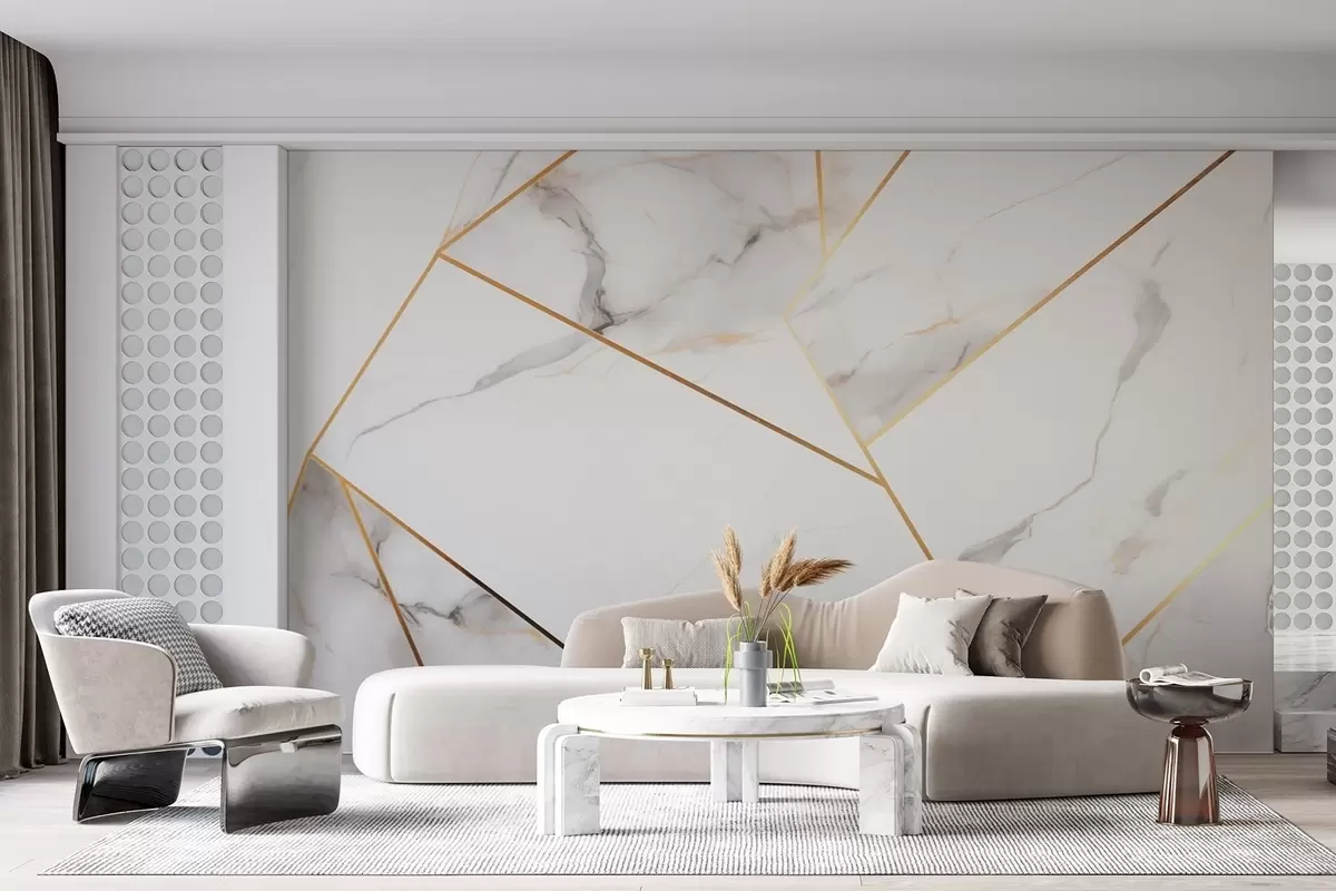 Fototapet Imitace mramorového povrchu se žlutým geometrickým vzorem w09363