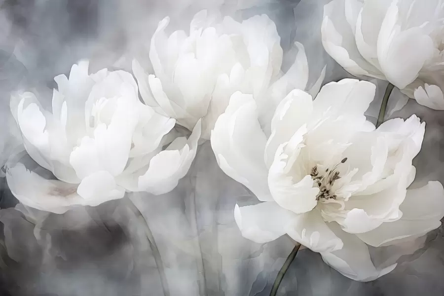 Fototapet Bílé květy na mlhavém, jemném pozadí w04441