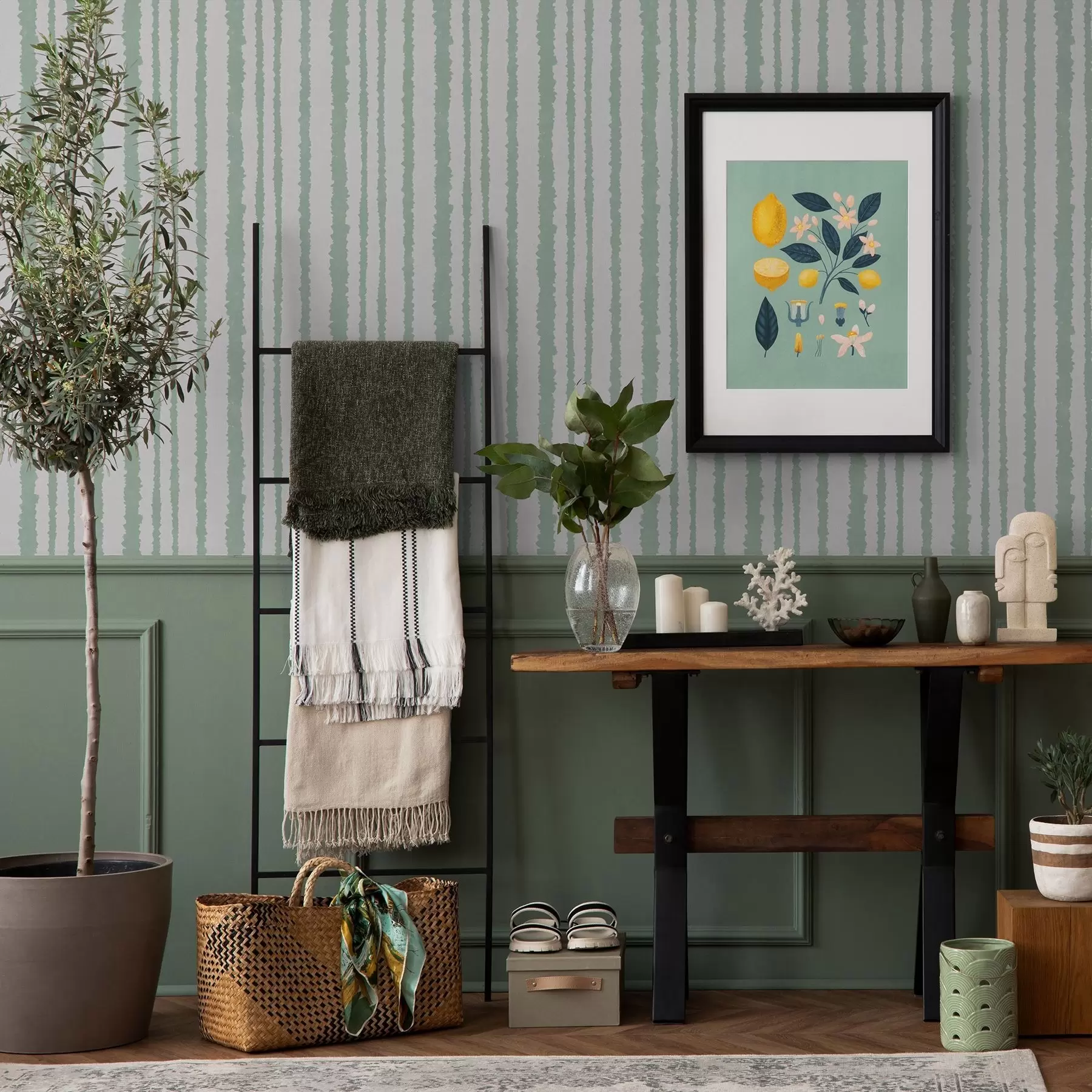 Fototapet Nerovnoměrné mátové pruhy na bílém pozadí a00510