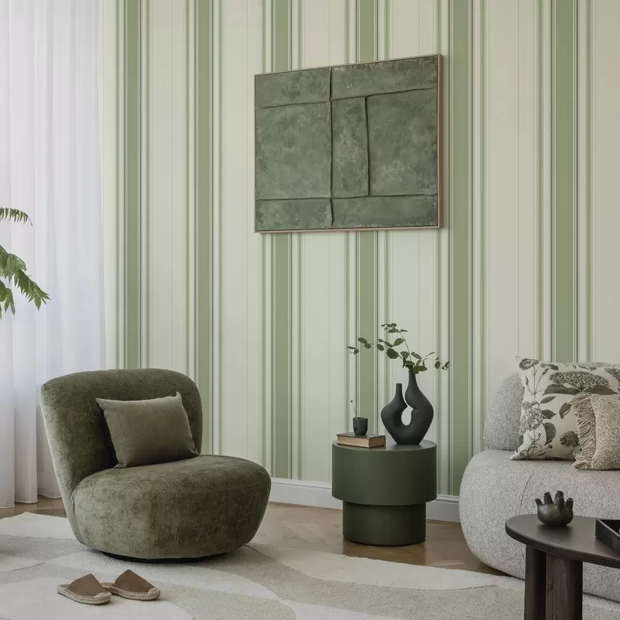 Fototapet Krémové pozadí se širokým zeleným středovým pruhem a00519