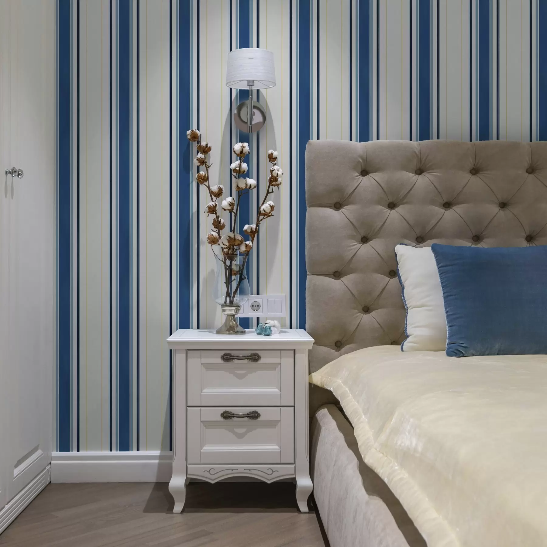 Fototapet Široké modré pruhy s tenkými žlutými čarami a00522