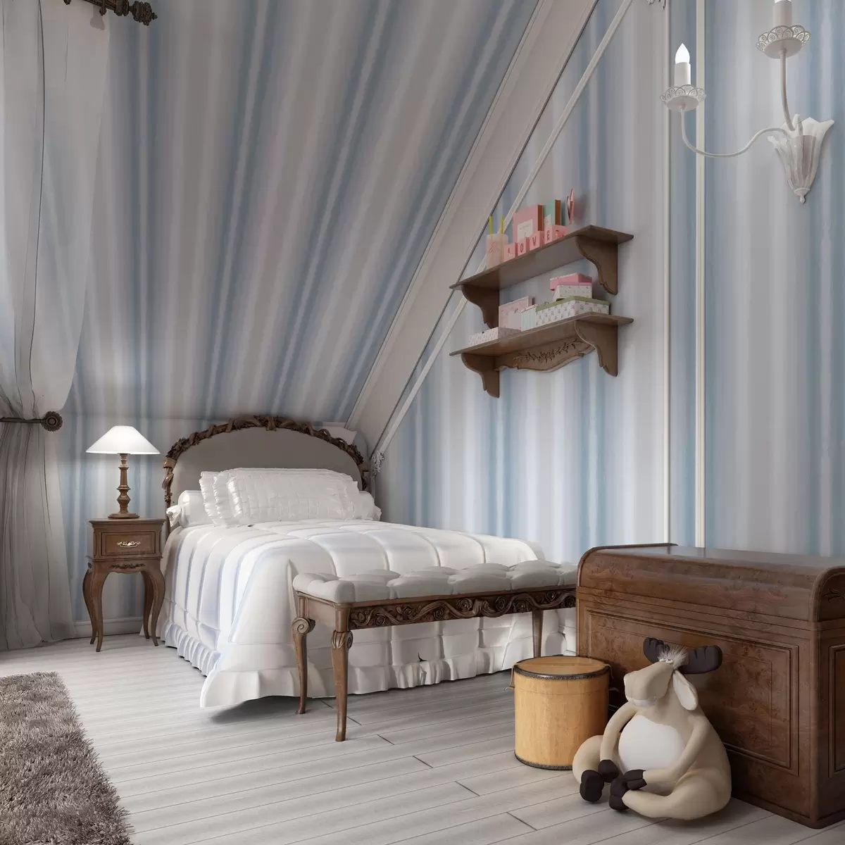 Tapety Široké pruhy v chladných modrošedých tónech a00551