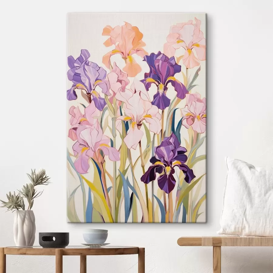 Obraz Kosatce: kompozice v minimalistickém stylu Č. s45596