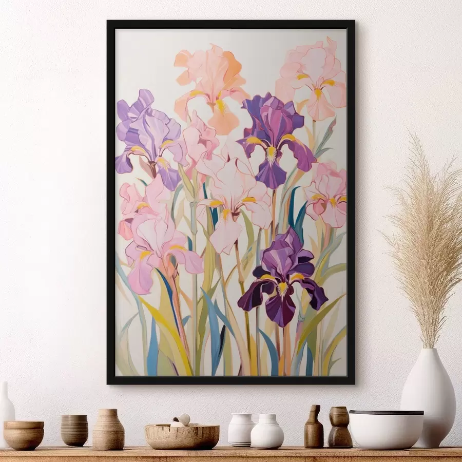 Fototapet Kosatce: kompozice v minimalistickém stylu f45596