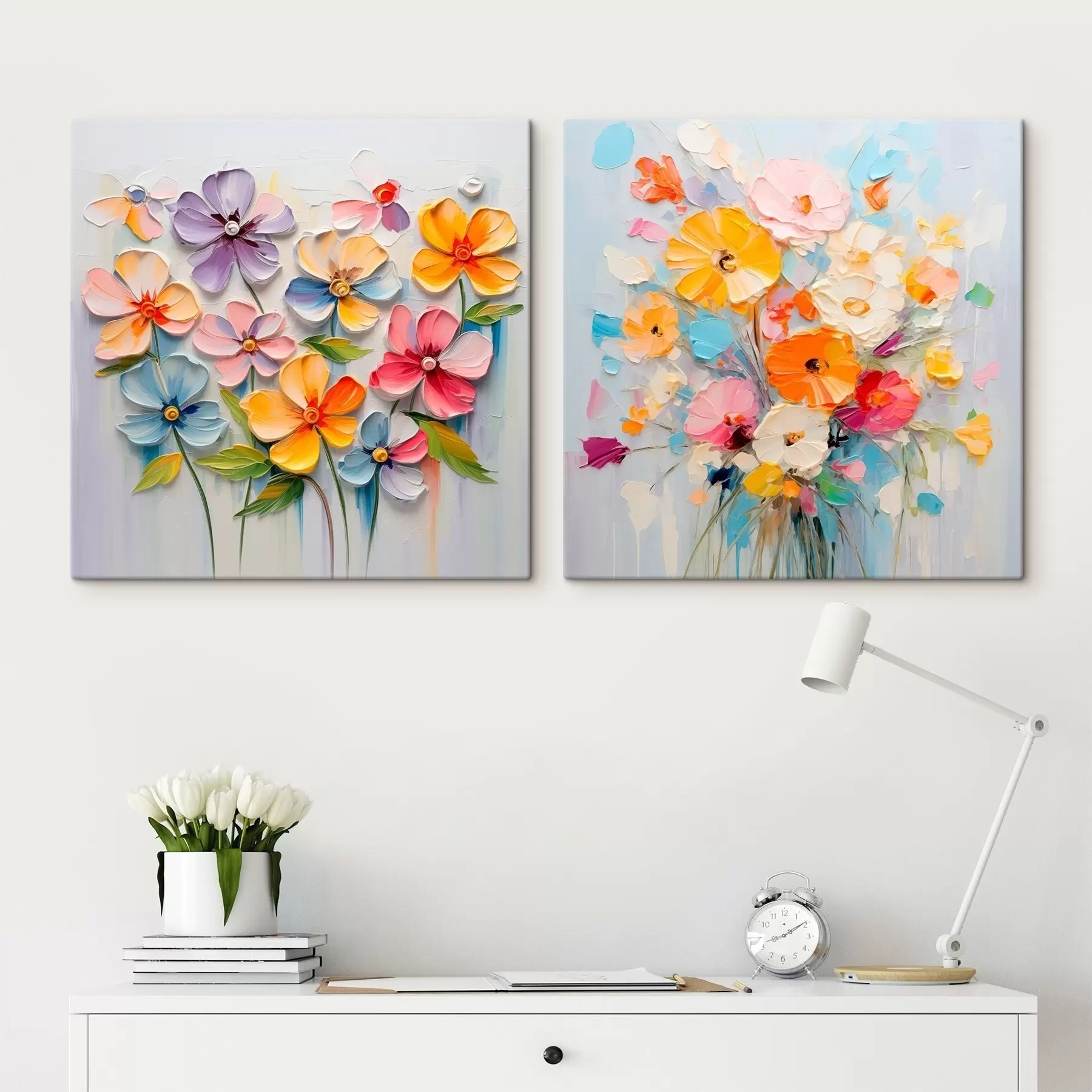 Obraz Abstraktní kompozice zářivých květin provedené technikou impasto Č. m00662