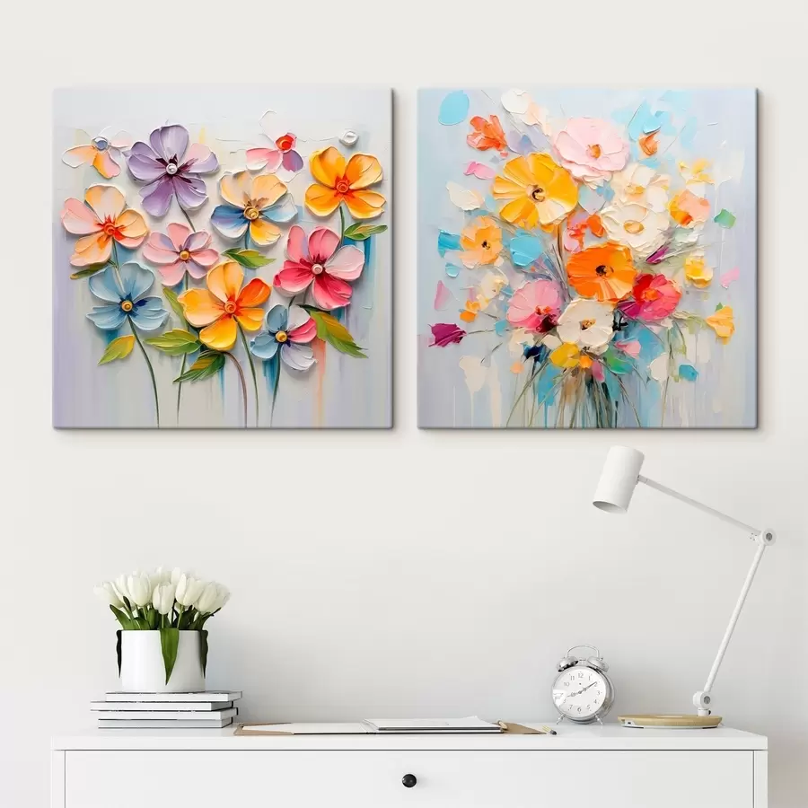 Obraz Abstraktní kompozice zářivých květin provedené technikou impasto Č. m00662