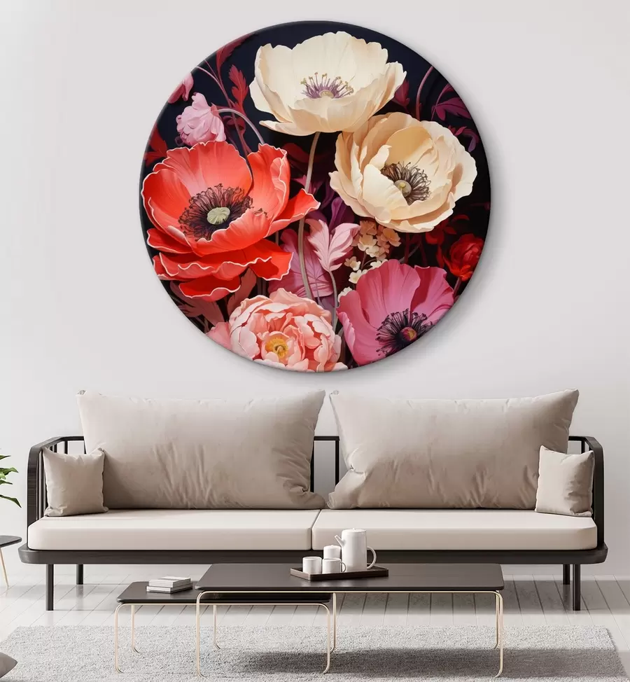 Obraz Kytice máků v růžových a červených odstínech Č. r45600