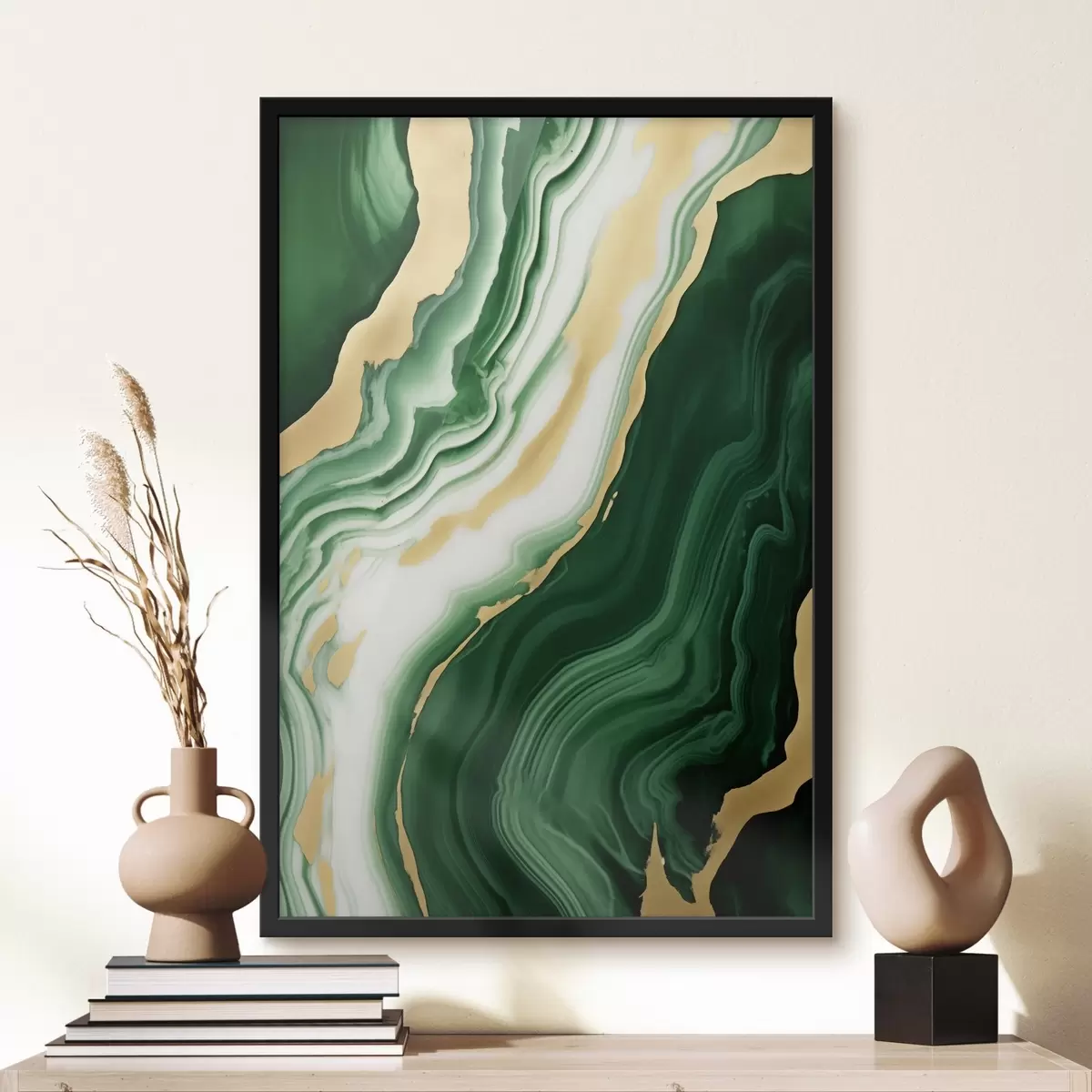 Poster Zeleno-bílo-žluté mramorové textury f45695