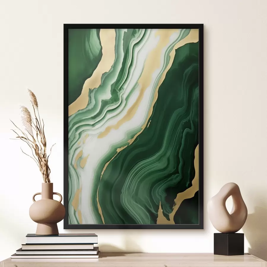 Fototapet Zeleno-bílo-žluté mramorové textury f45695