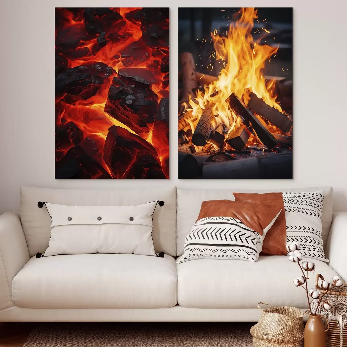 Obraz Žhavé uhlí a plamenný oheň ve tmě Č. m00696