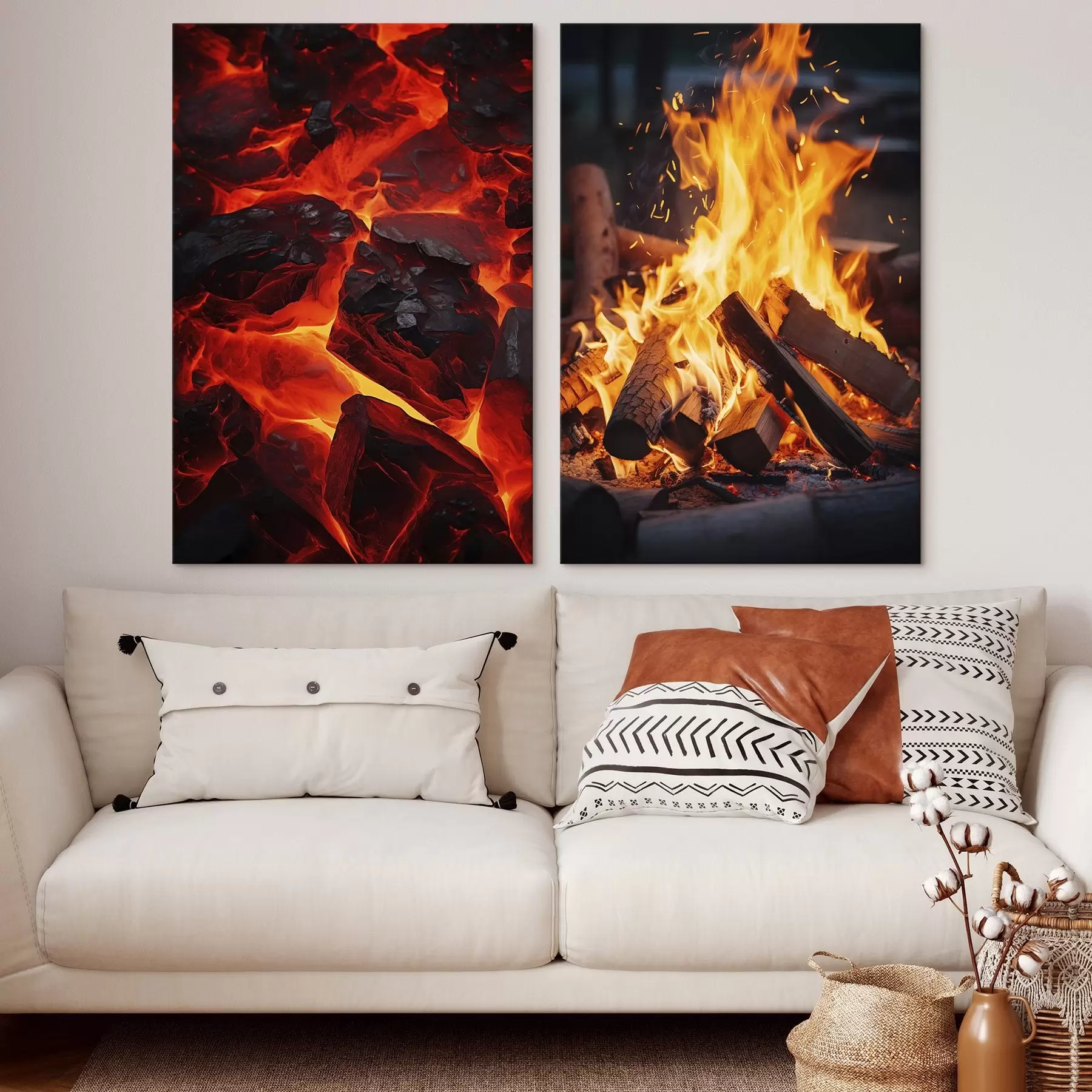 Obraz Žhavé uhlí a plamenný oheň ve tmě Č. m00696