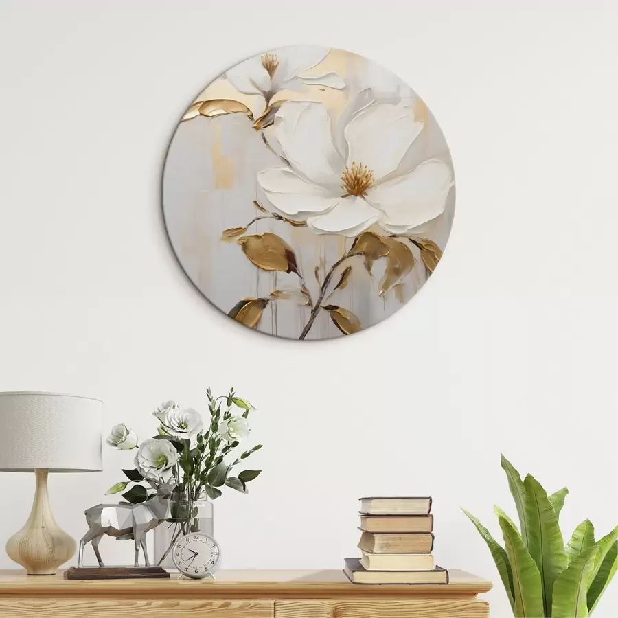 Obraz Dva bílé květy se žlutooranžovými listy na světlém pozadí Č. r45691