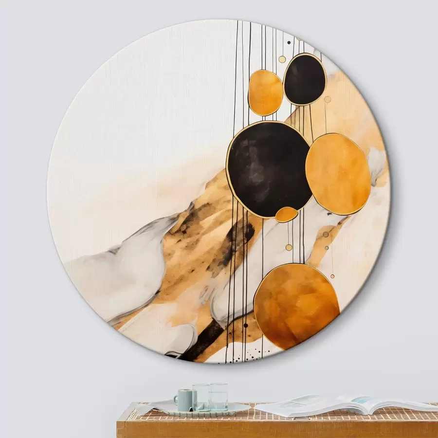 Obraz Abstraktní oranžové a černé kruhy na světlém pozadí Č. r45693