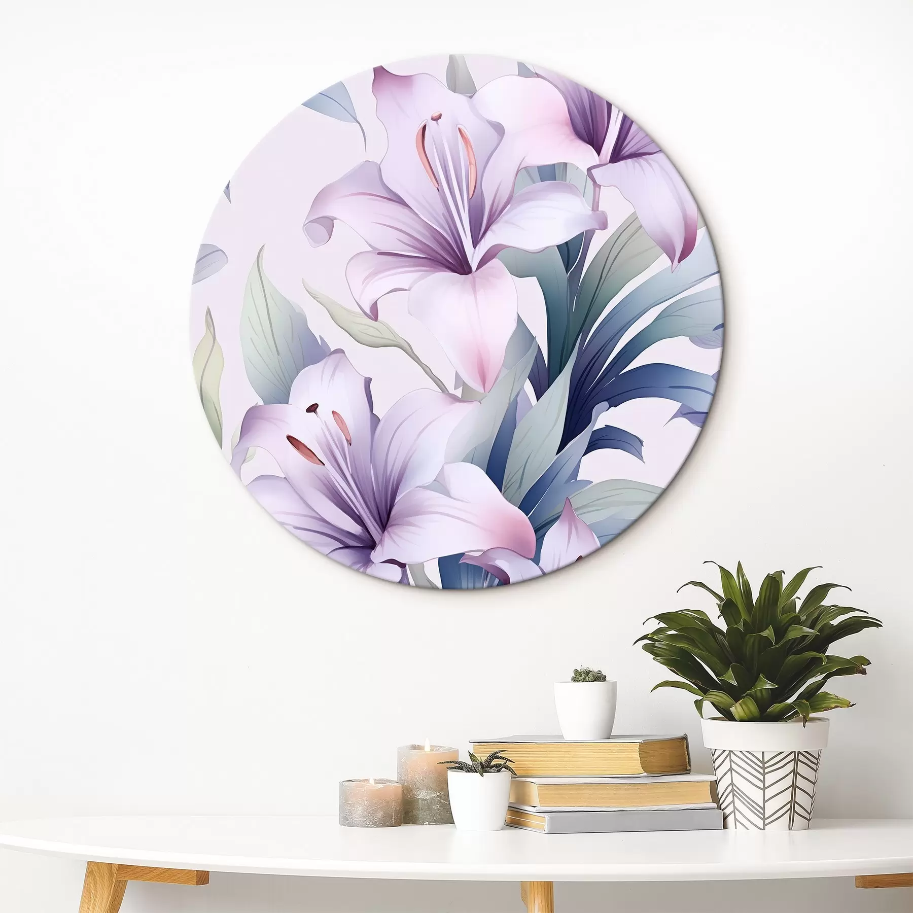 Obraz Velké růžovofialové lilie se zelenými listy Č. r45698