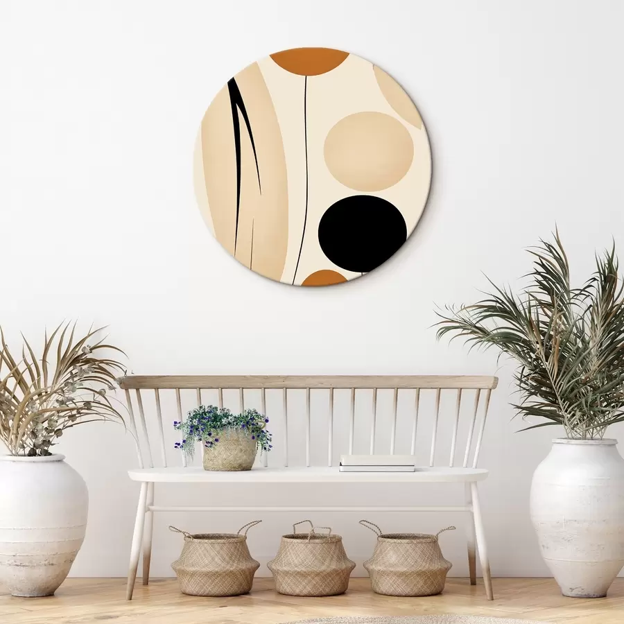 Obraz Abstraktní kompozice s černými a oranžovými kruhy Č. r45700