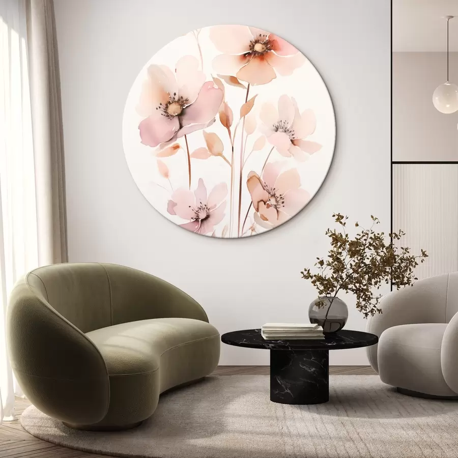 Obraz Akvarelové růžové květy na tenkých stoncích Č. r45701