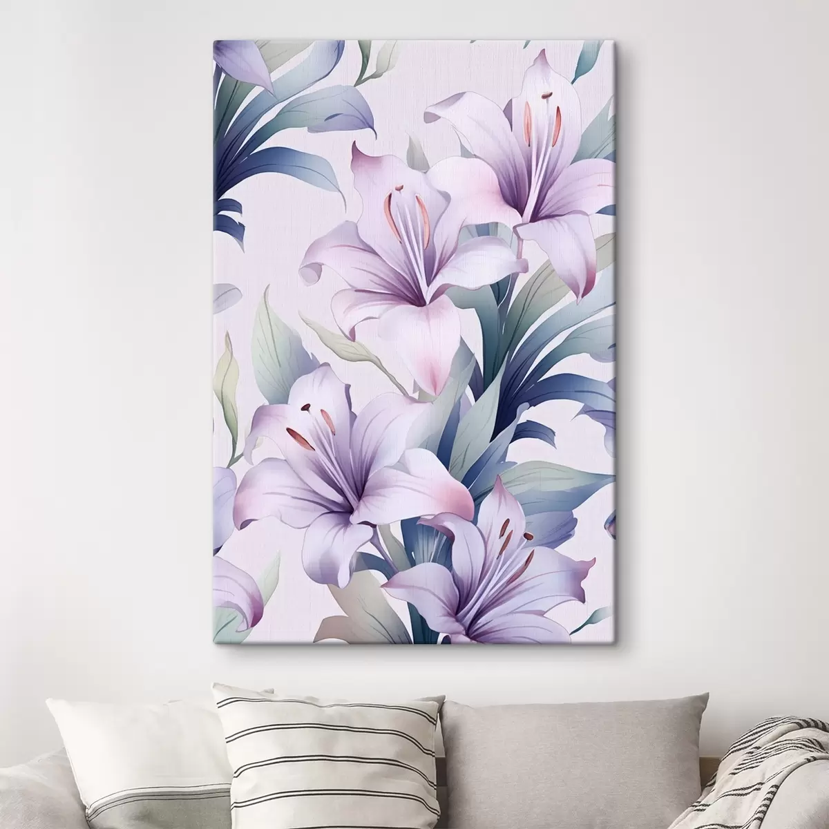 Obraz Velké růžovofialové lilie se zelenými listy Č. s45698