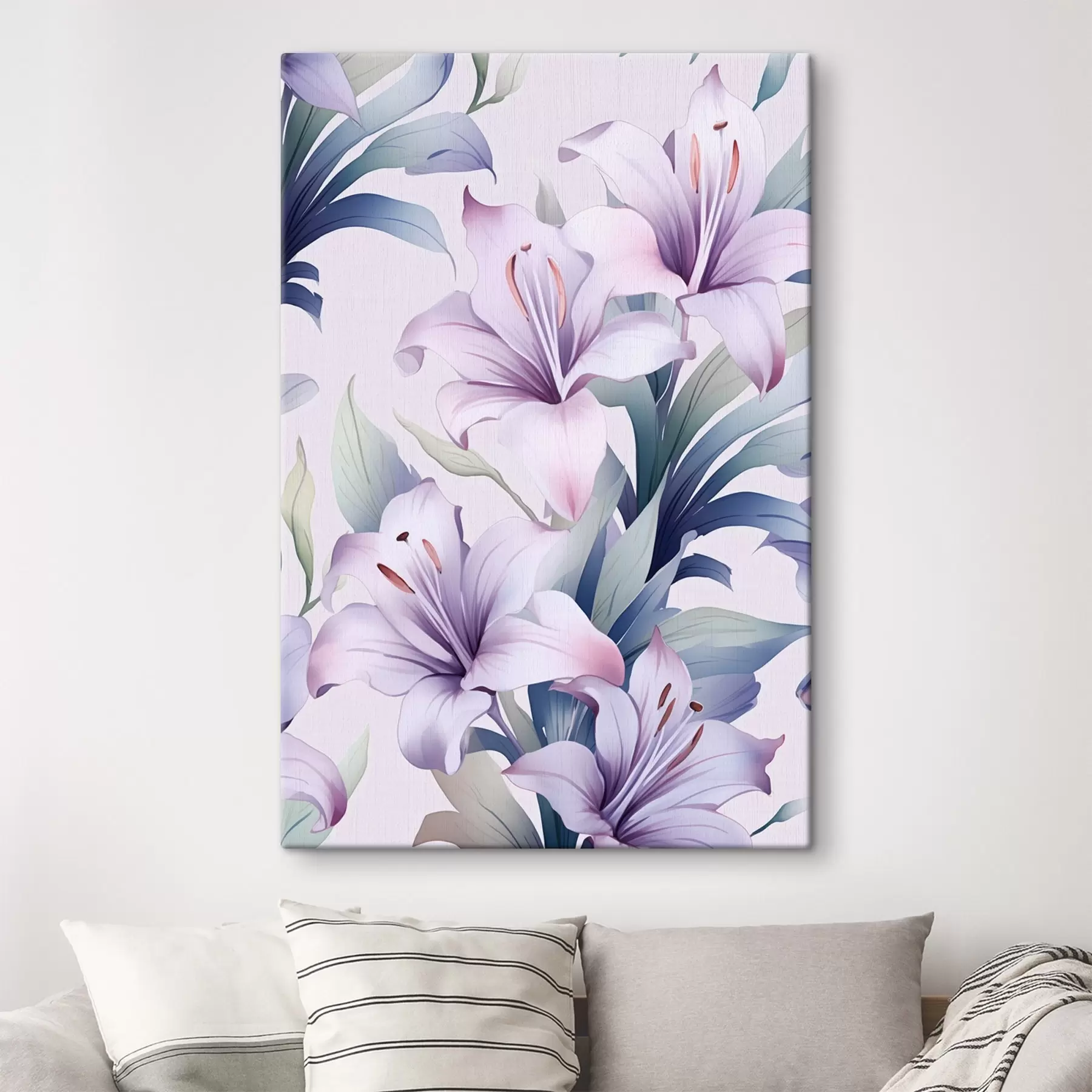 Obraz Velké růžovofialové lilie se zelenými listy Č. s45698