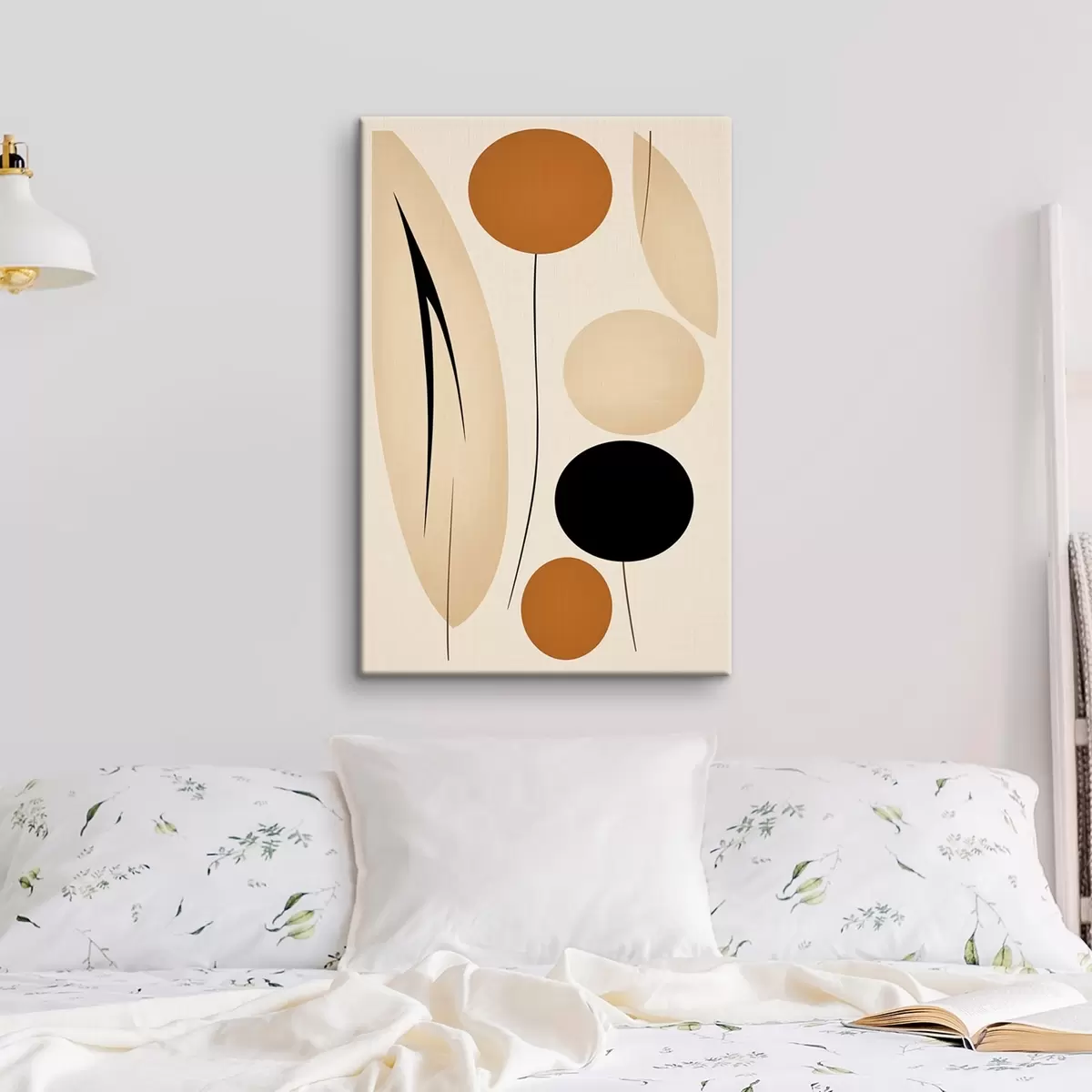 Obraz Abstraktní kompozice s černými a oranžovými kruhy Č. s45700