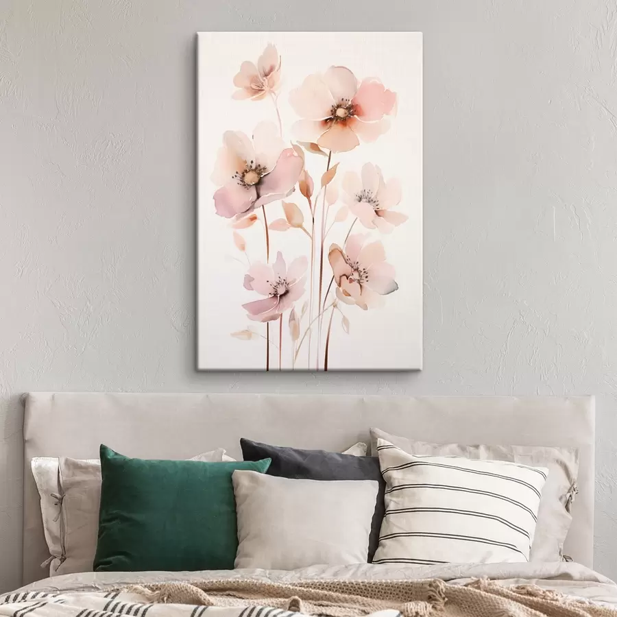 Obraz Akvarelové růžové květy na tenkých stoncích Č. s45701